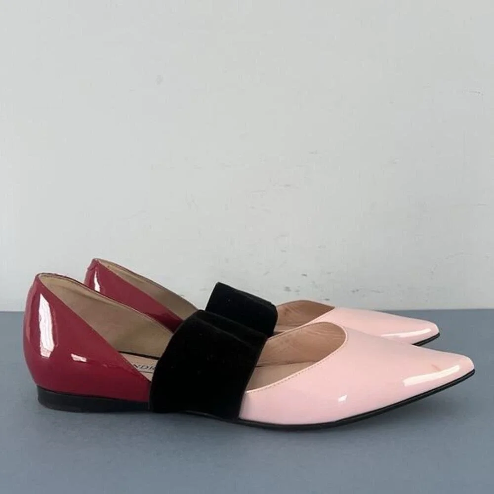 Andrea Gomez Dakota Pink Leather Pointed Toe Ballerina Flats